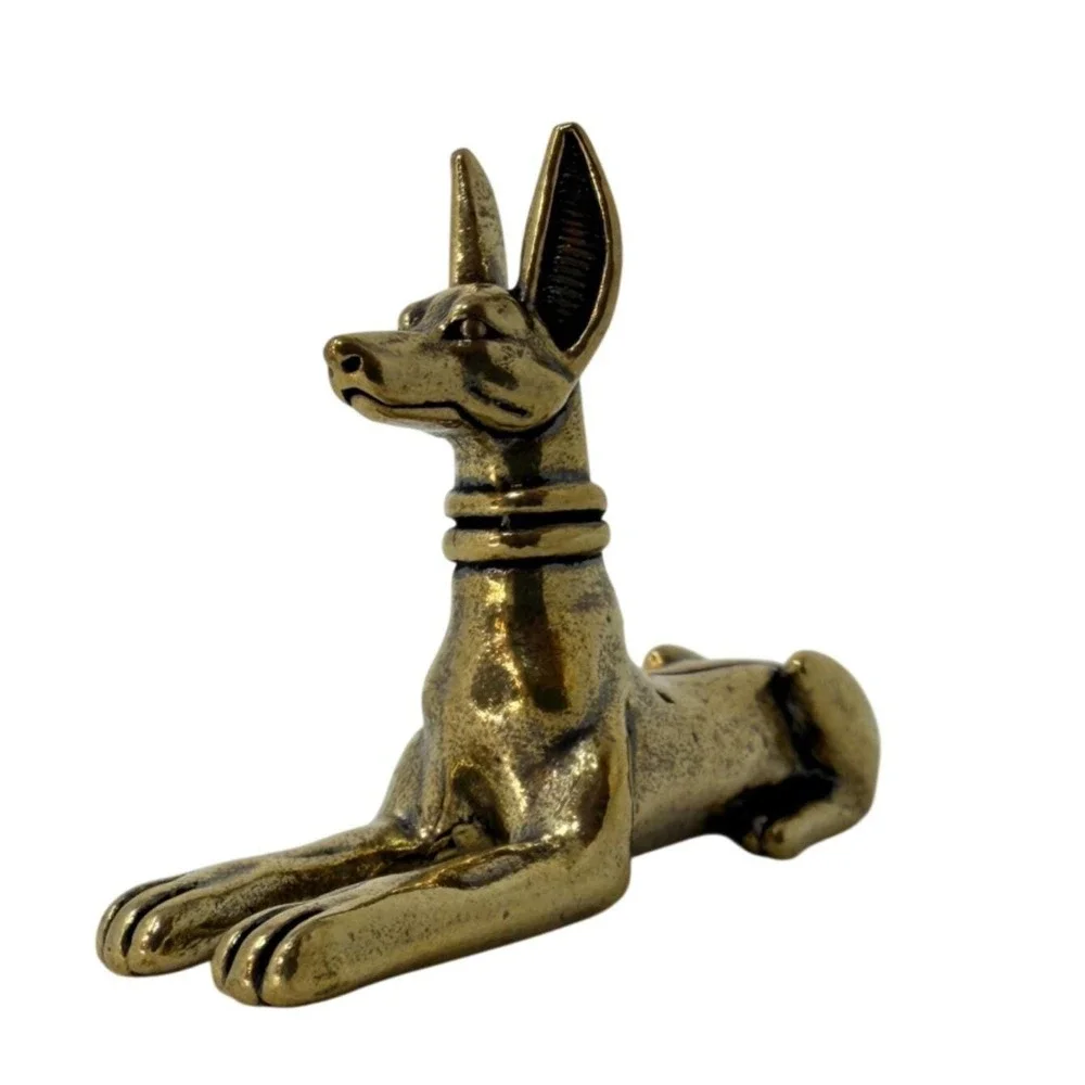 Brass Anubis Figurine Egyptian Jackal God Statue Ancient Egypt Altar Decor
